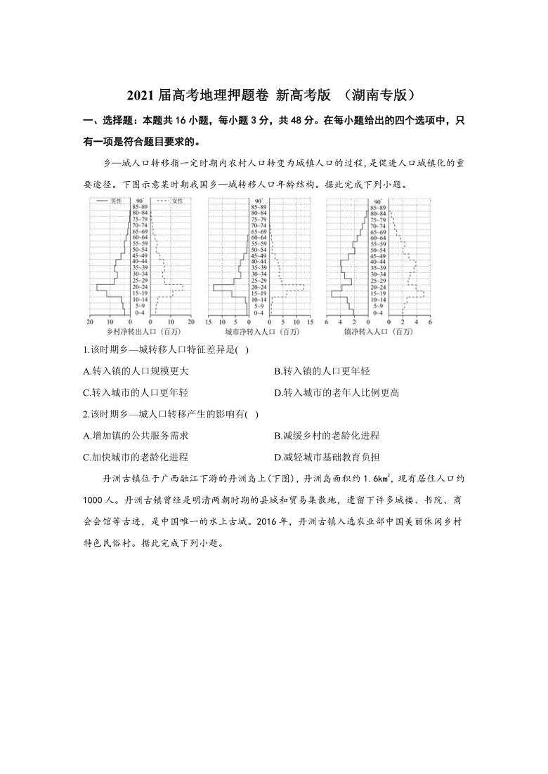 2021届高考地理终极押题卷 新高考版 （湖南专版） Word版含解析