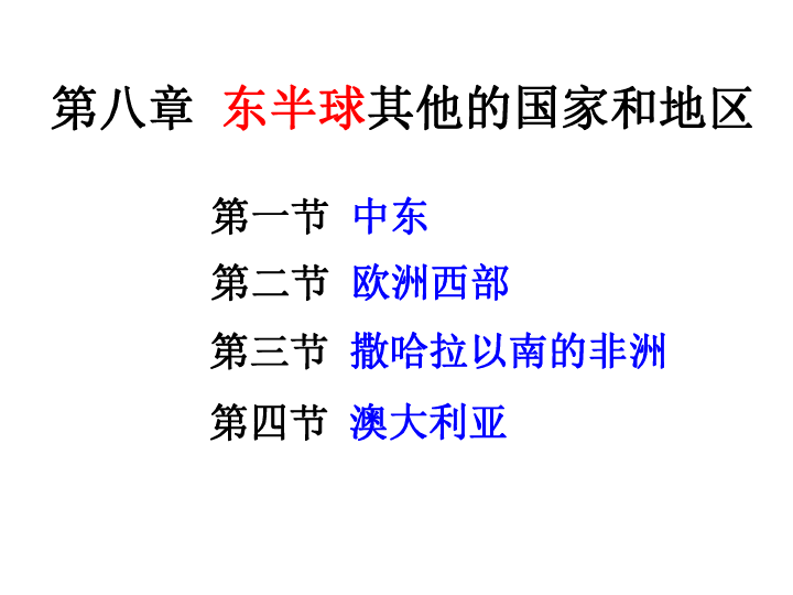 人教版七年级下册地理第八章《东半球其他的国家和地区》复习课件(85张PPT)