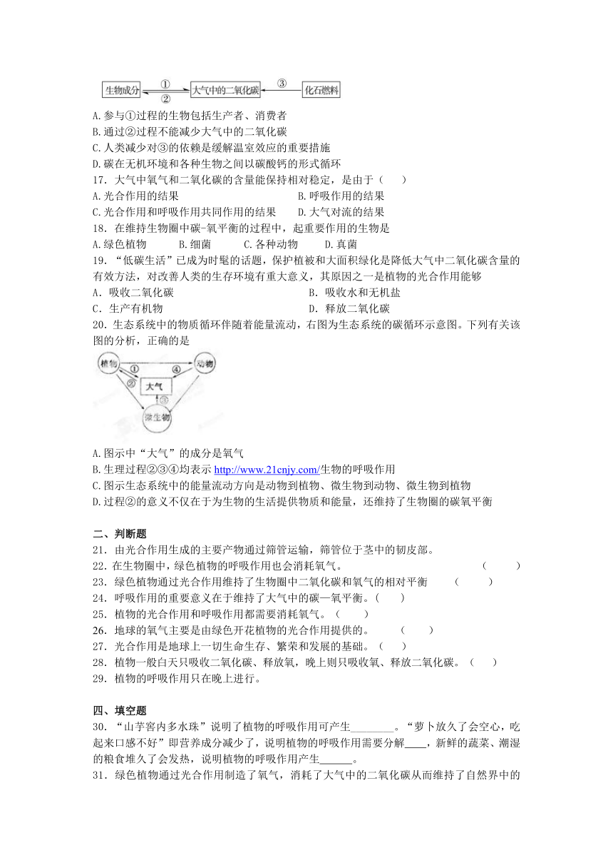 2013-2014学年度生物中考二轮复习专题卷--绿色植物对有机物的利用