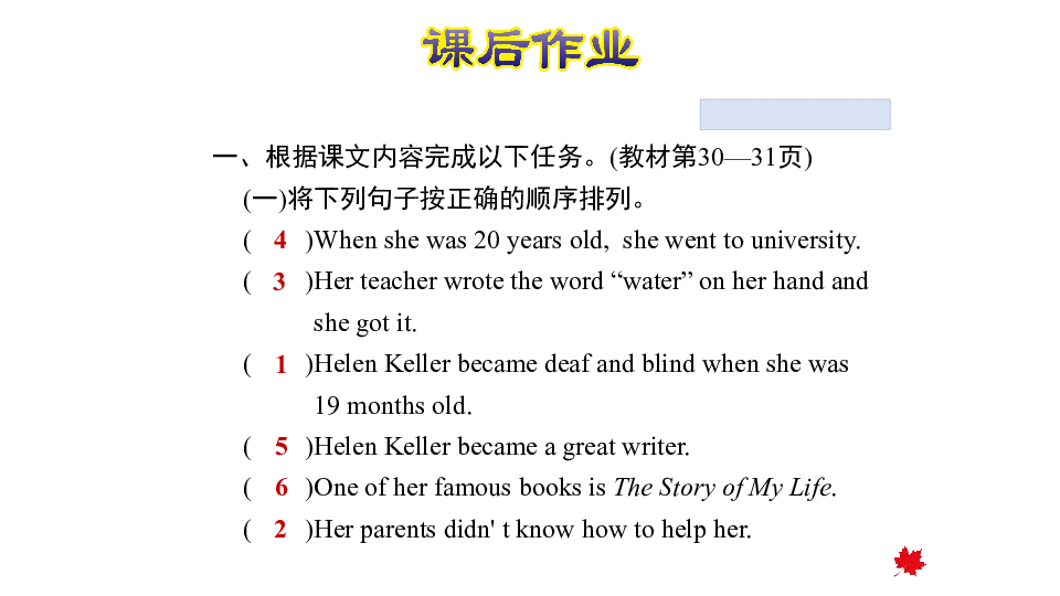 Lesson 12　 Helen Keller习题课件(共21张PPT)