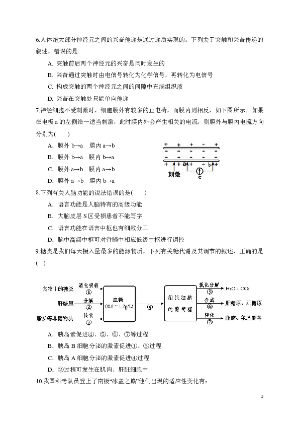 福建省永春一中2018-2019学年高二上学期期末考试生物（理）试题