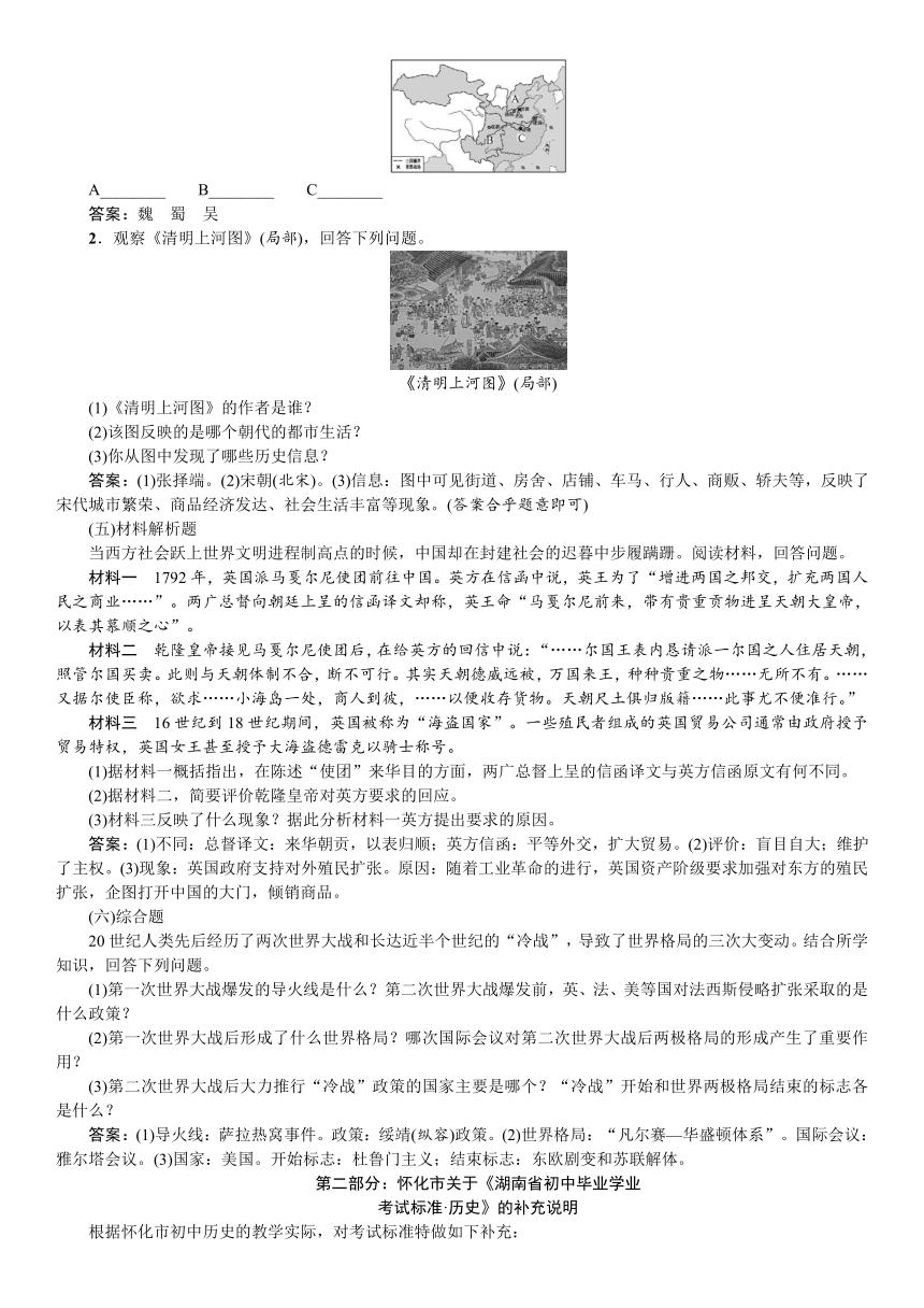 2017中考王怀化历史 2016年怀化中考历史考纲解读及2017备考策略+考点配图识记