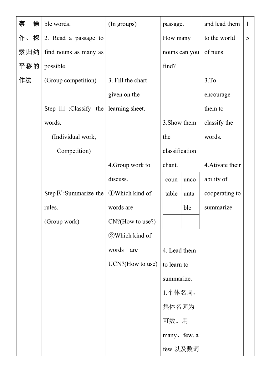 Unit 3 The Earth Grammar 表格式教案