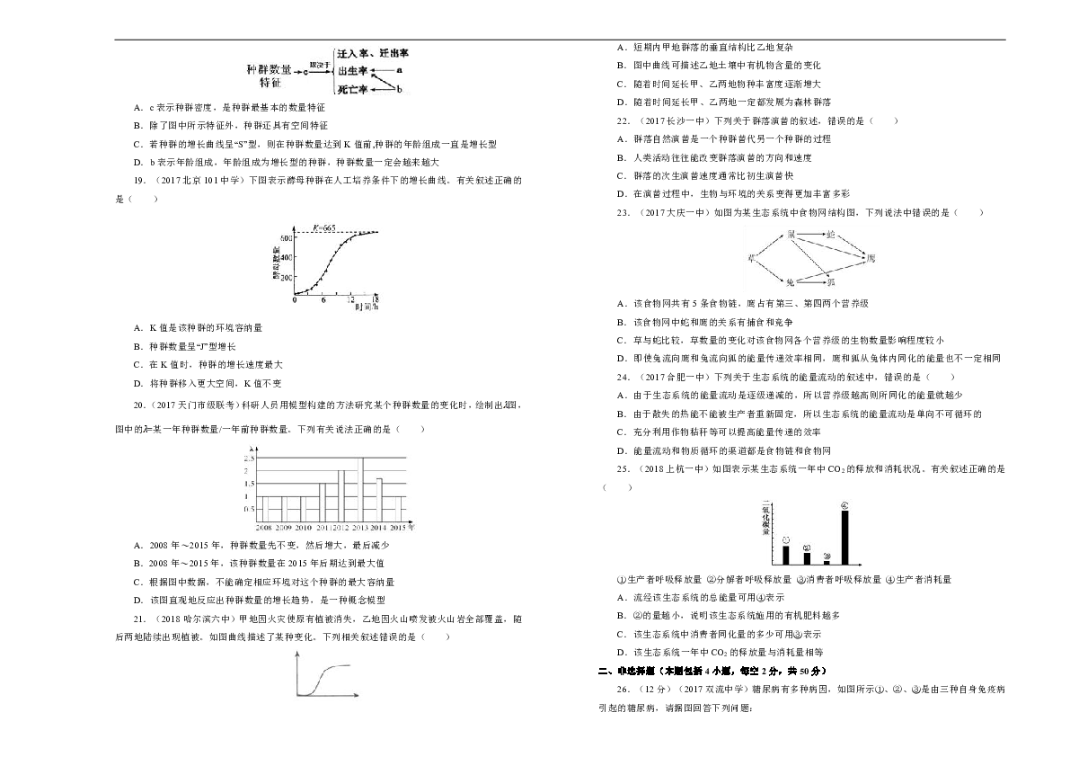 吉林省东辽市高中2018-2019学年上学期高二第二次月考 生物