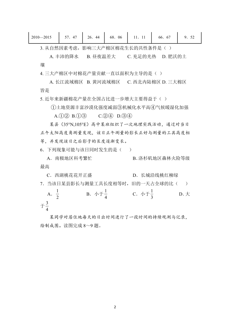 湖北省沙市高级中学校2021-2022学年高二上学期9月第一次半月考地理试题（Word版含答案）