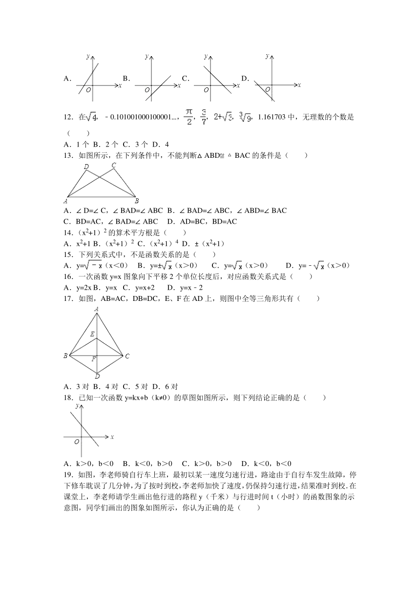 湖南省湘潭市韶山实验中学2015～2016学年度八年级上学期月考数学试卷（11月份）【解析版】