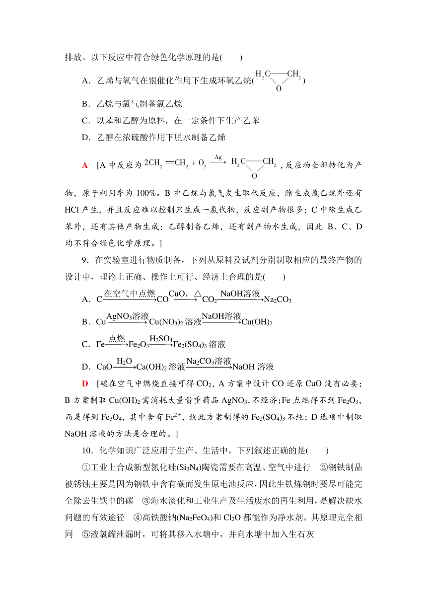 2018-2019学年化学苏教版必修2同步专题综合测评4　化学科学与人类文明