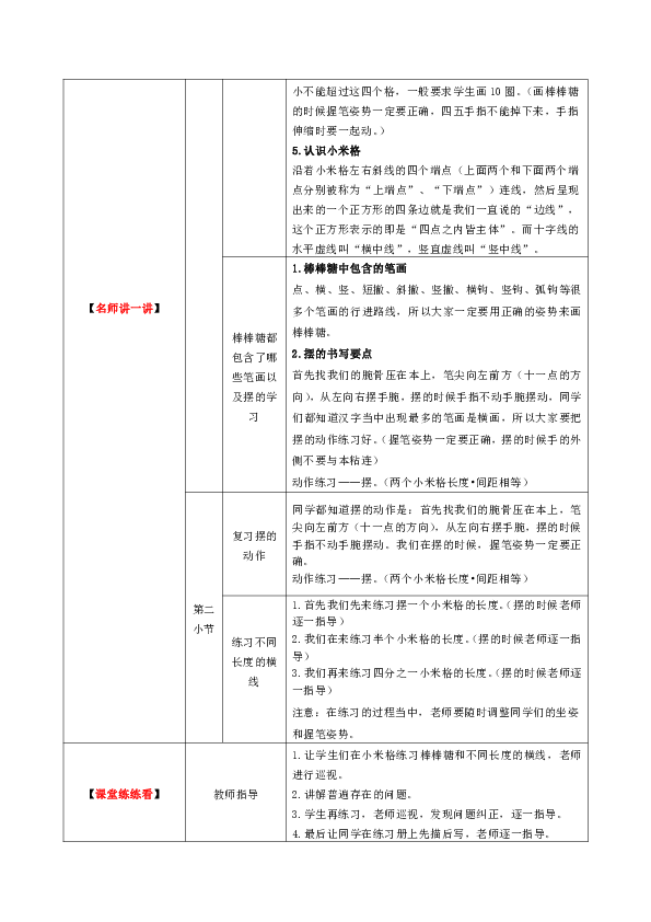 小学硬笔书法课程简介图片