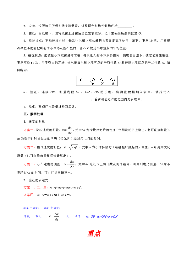 人教版高中物理选修3-5知识讲解，巩固练习（教学资料，补习资料）：专题16.1 实验：探究碰撞中的不变量