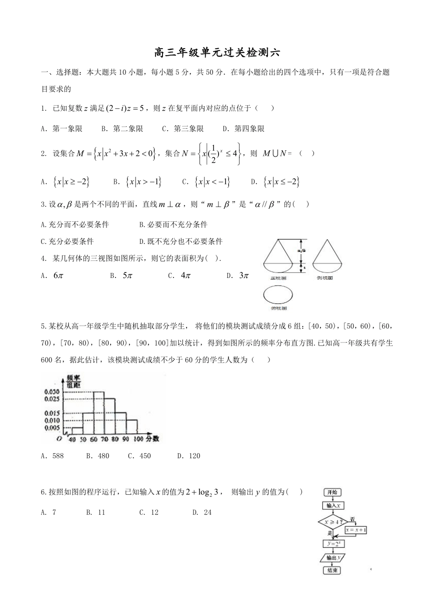 山东省潍坊市实验中学2017届高三下学期三轮复习过关（六）数学（文）试题