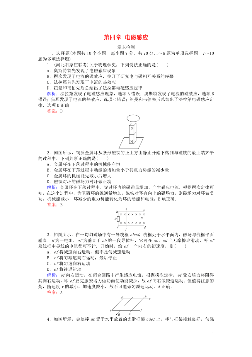 2018版高中物理新人教版选修3-2第4章电磁感应章末检测