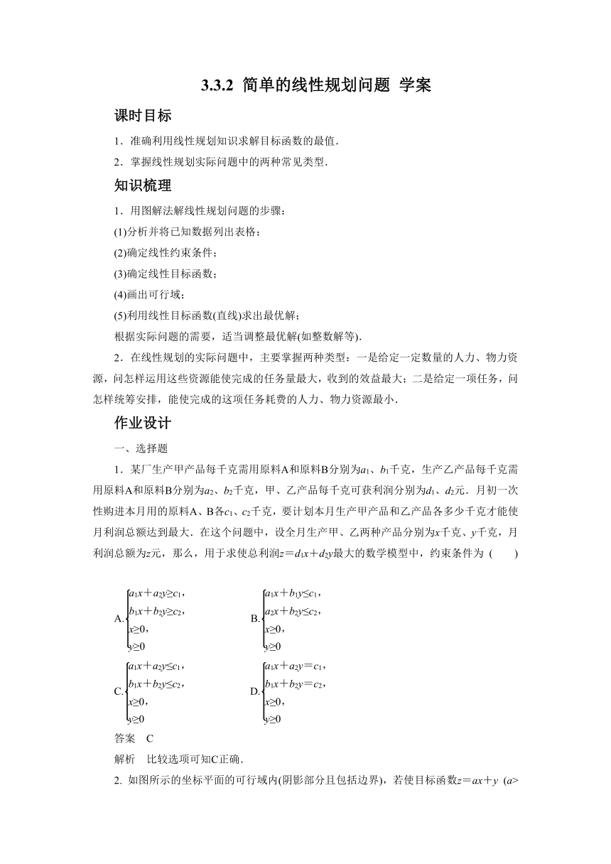 3.3.2 简单的线性规划问题 学案4（含答案）