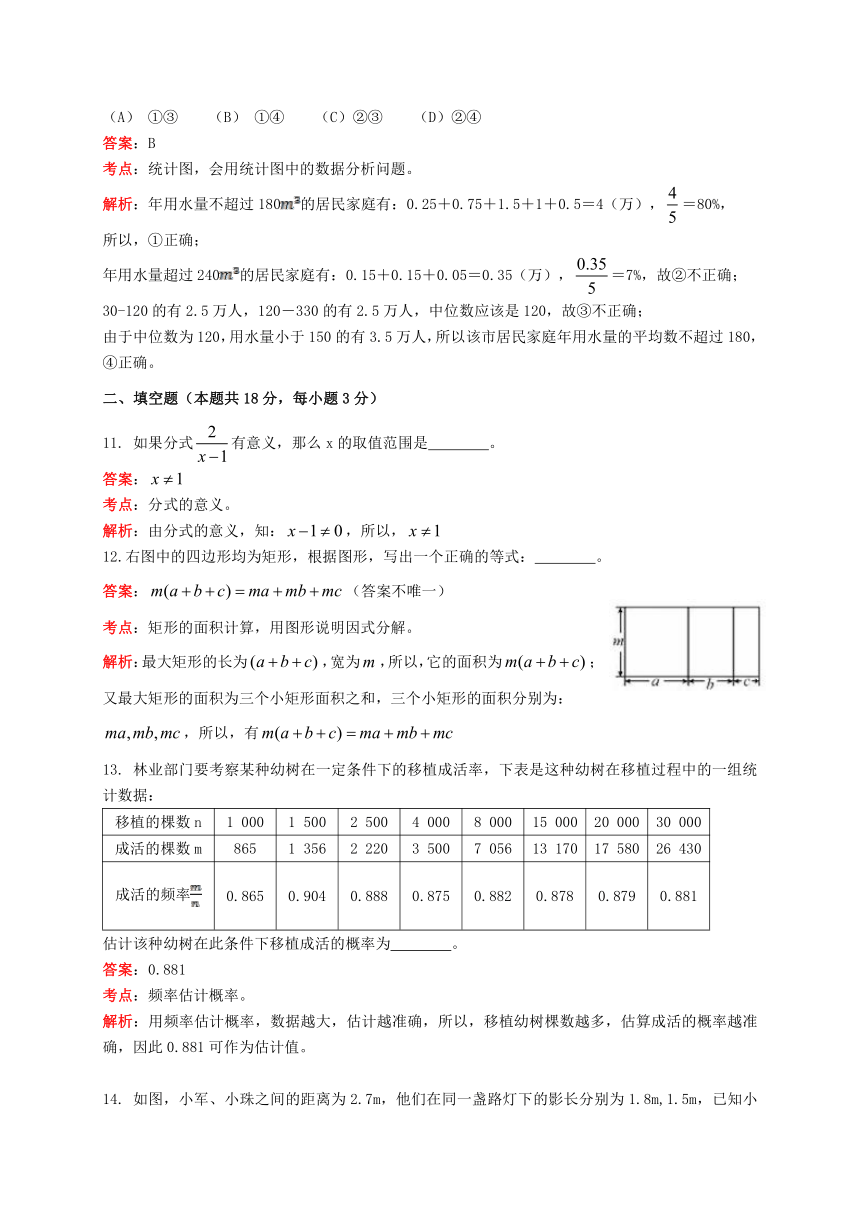 北京市2016年中考数学试题（解析版）