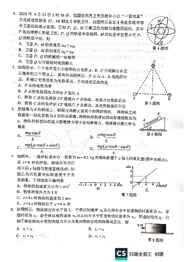 浙江省宁波市2020年新高考选考适应性考试物理试题 PDF版含答案
