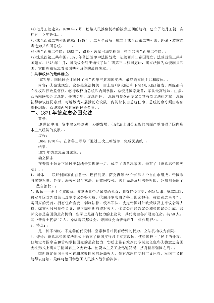 2010届高考历史一轮复习必备精品：资本主义政治制度在欧洲大陆上的扩展