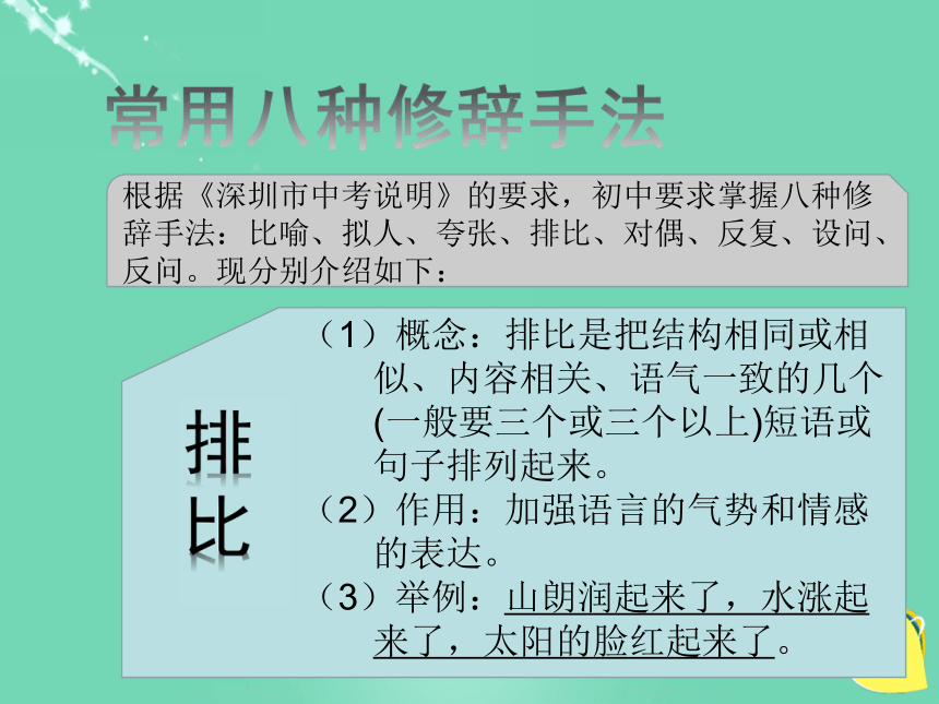 （深圳地区）2016中考语文 基础部分 修辞复习课件