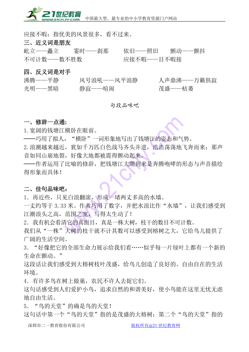 四年级语文 上册期中知识点汇总