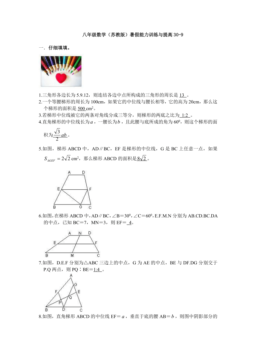 八年级数学（苏教版）暑假能力训练与提高30-9（附答案）