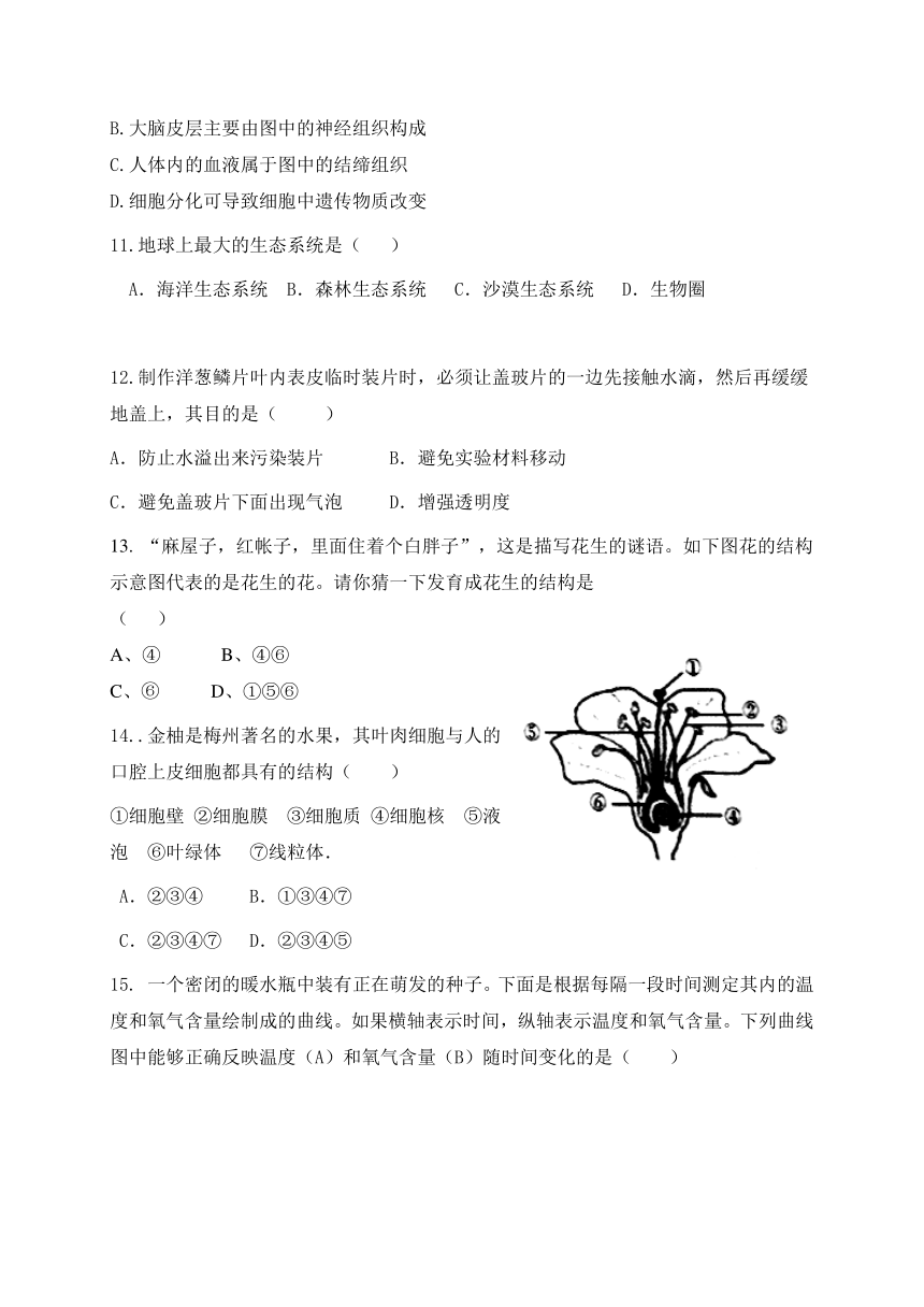 内蒙古翁牛特旗乌丹第六中学2017-2018学年七年级上学期期末考试生物试题