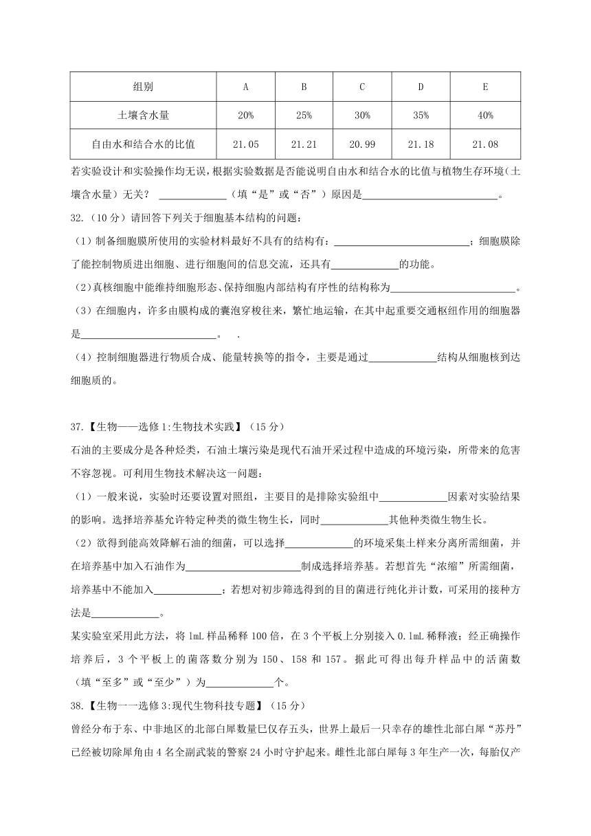 重庆市巴蜀中学2018届高三高考适应性月考（二）生物试题（含小题解析）