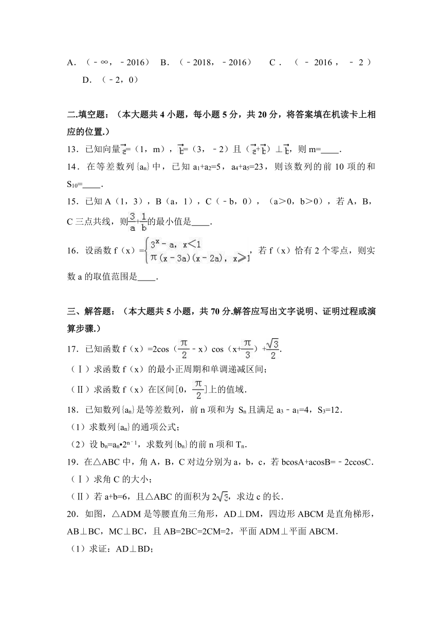 重庆市綦江区八校联盟2017届高三（上）期末数学试卷（文科）（解析版）