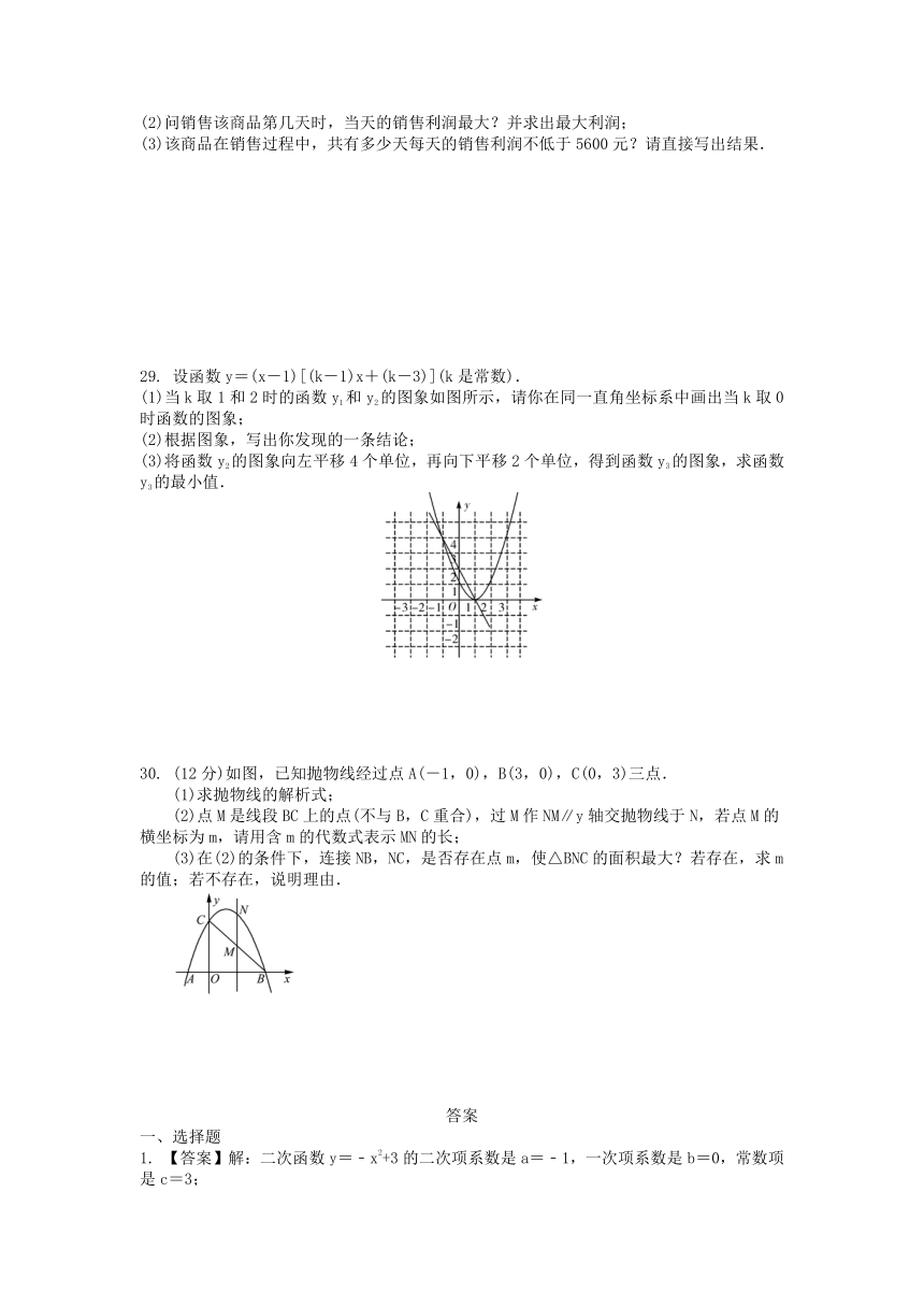 第二十二章  二次函数 专项练习试卷 2020-2021年九年级数学人教版上册（Word版 含答案）