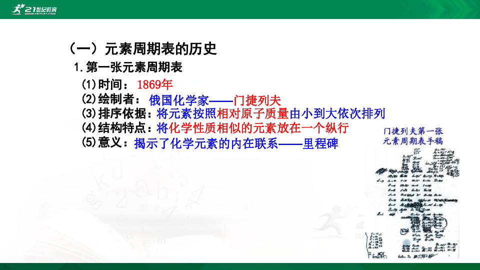 人教版高中化学必修二第一章 物质结构 元素周期律 1.1.1 元素周期表