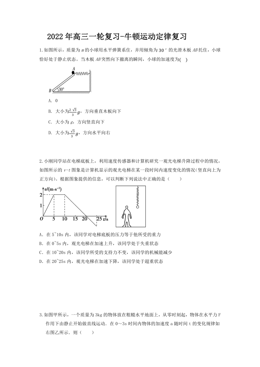 2022届高三物理一轮复习：牛顿运动定律复习（Word版含答案）