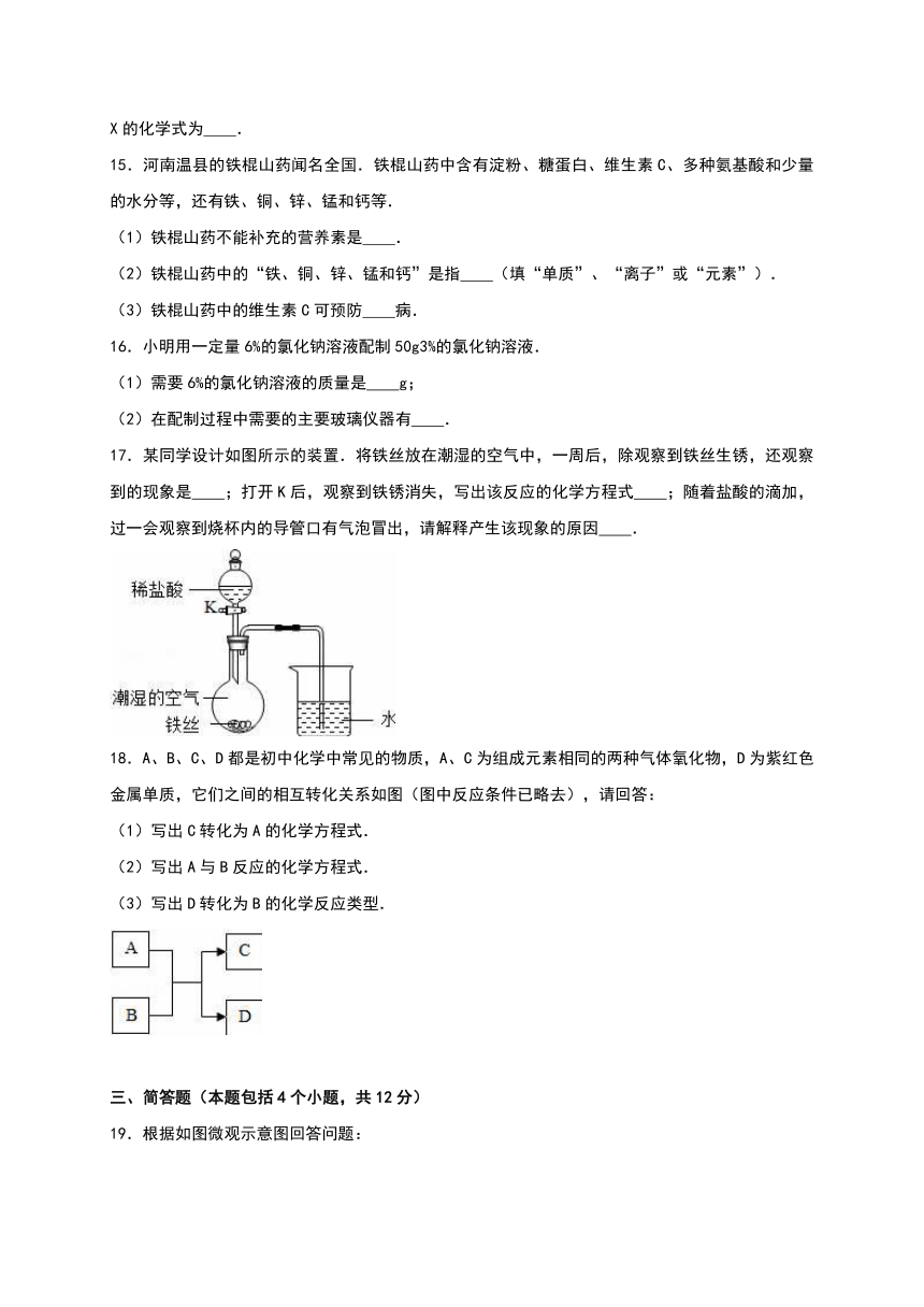 河南省濮阳市经济技术开发区三中2016-2017学年九年级（上）月考化学试卷（12月份）（解析版）