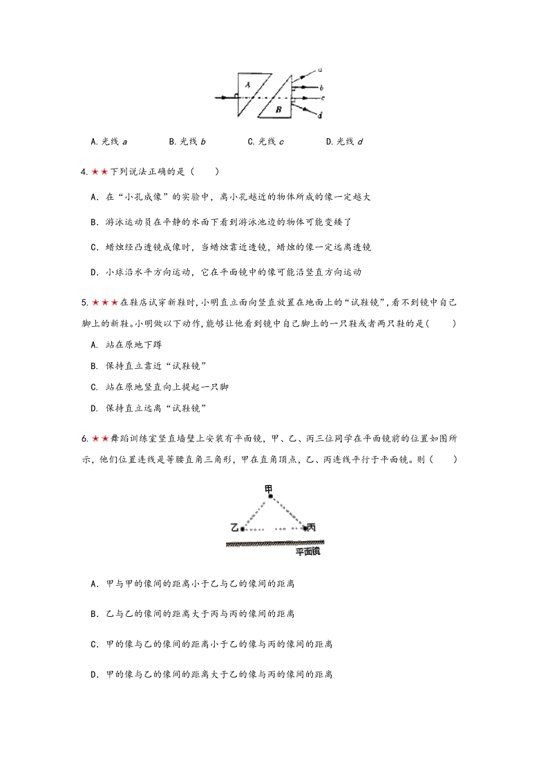 2021寒假备战中考物理板块复习（1）——光现象（无答案）