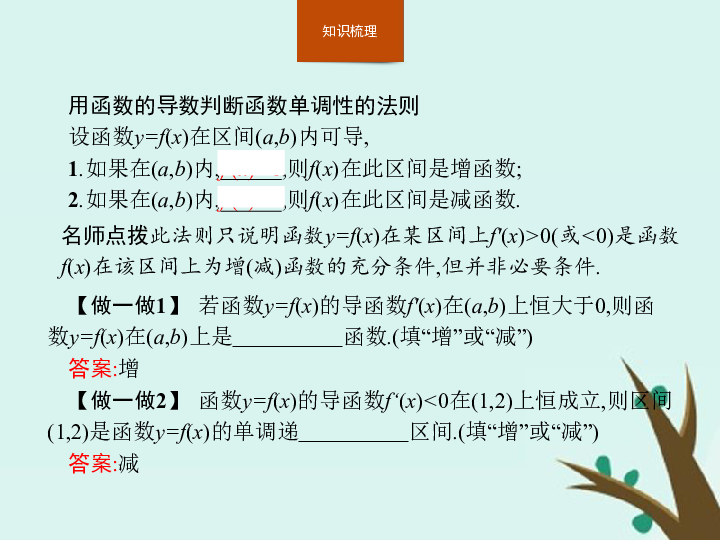 高中数学新人教B版选修1-1课件：3.3.1利用导数判断函数的单调性（15张）