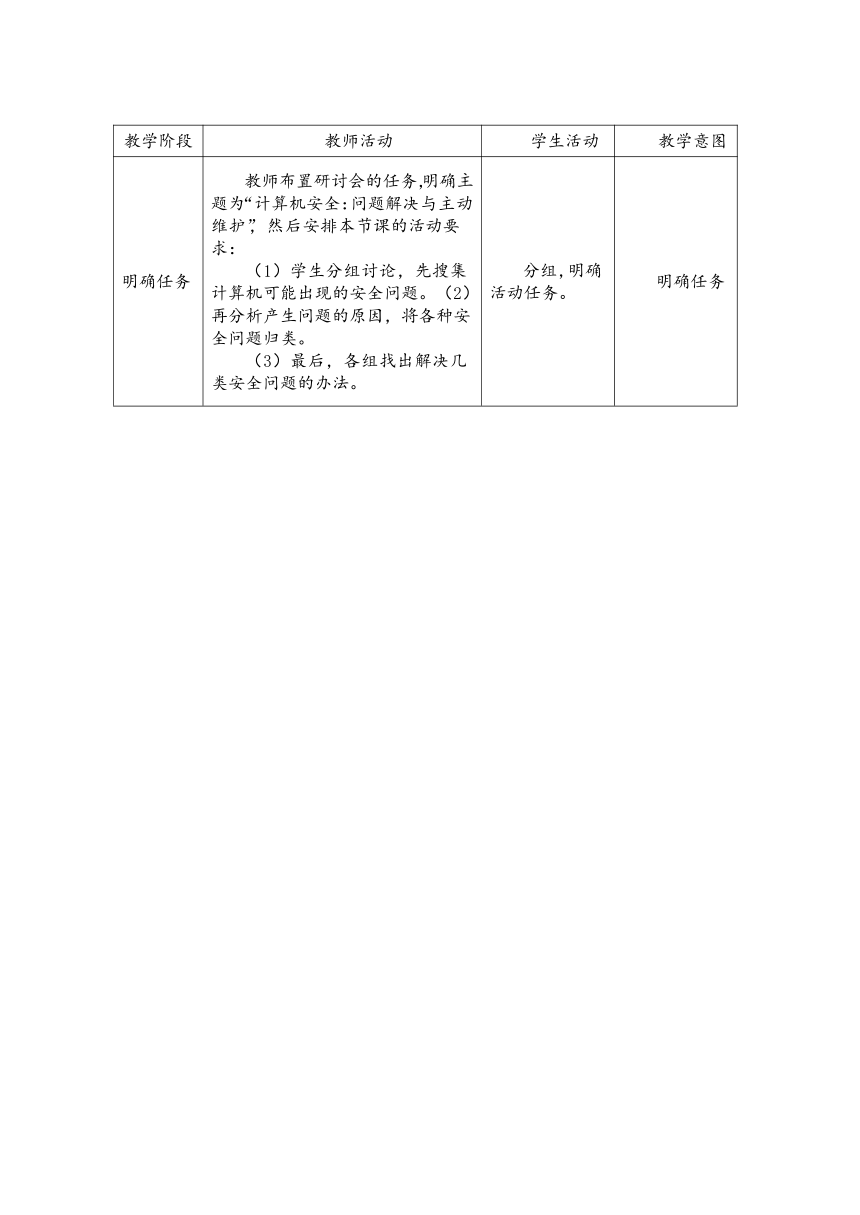 活动1 解决计算机安全问题 教案