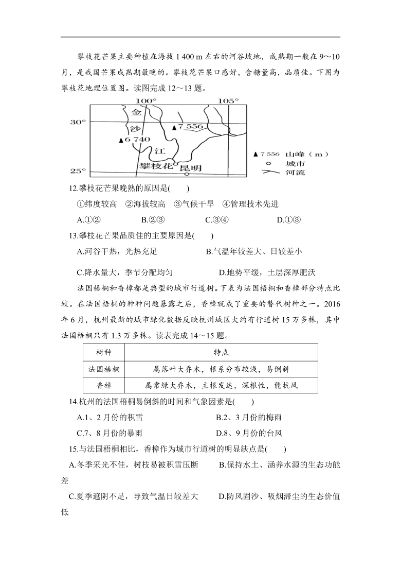 湖北省黄冈市麻城市实验高中2020-2021学年高二下学期3月月考地理试题  Word版含答案解析