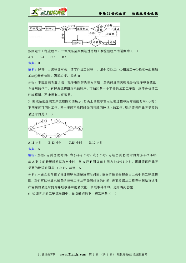 人教新课标A版选修1-2数学4.1流程图同步检测