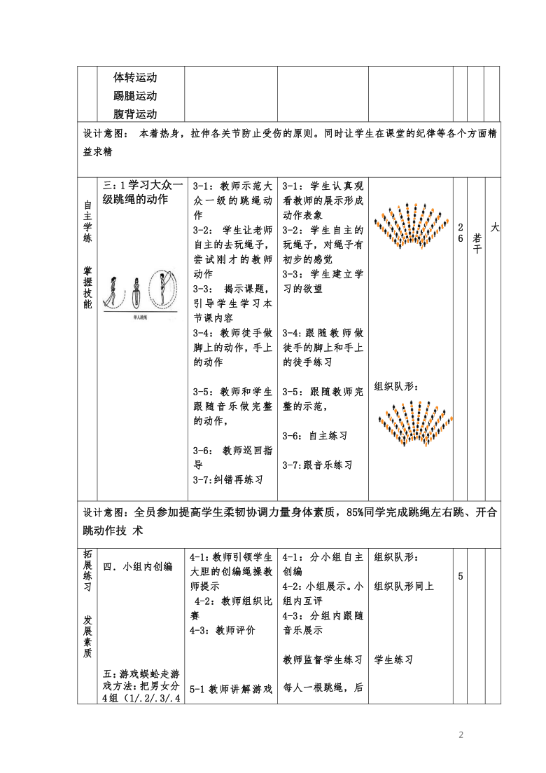 初中体育 初一  花样跳绳【教案】