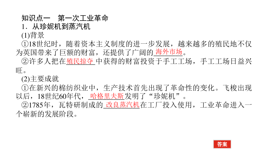 2022年新高考全国通用历史人教版一轮知识点复习：课题25　走向整体的世界——第一次工业革命和第二次工业革命 复习课件（68张）