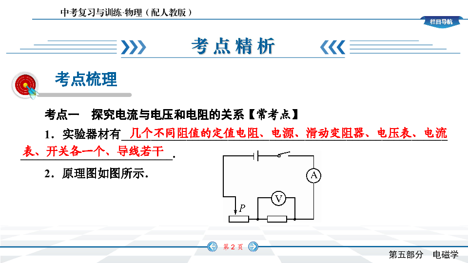 初中物理中考第一轮教材知识梳理复习第五单元　电路 欧姆定律 电功率第十七课时  欧姆定律（105张）