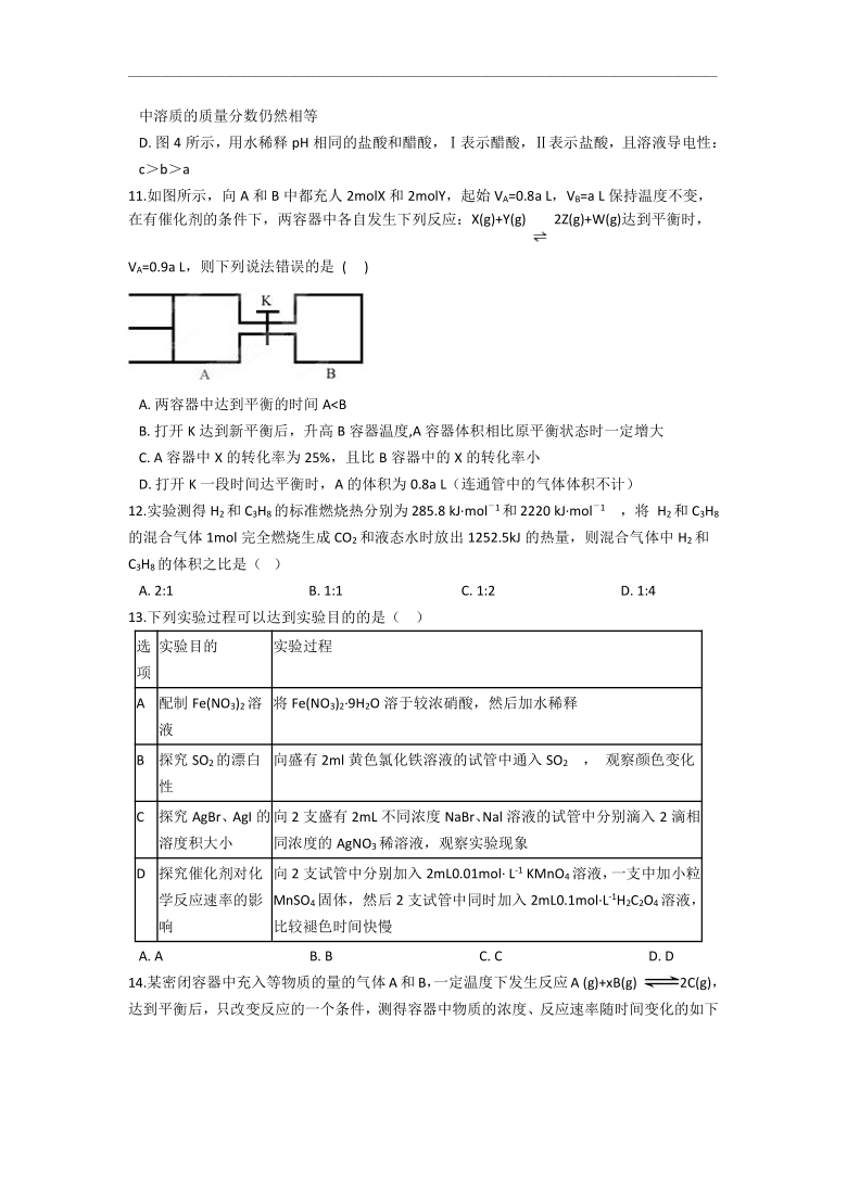 山西省运城市景胜中学2020-2021学年高二9月月考化学试题