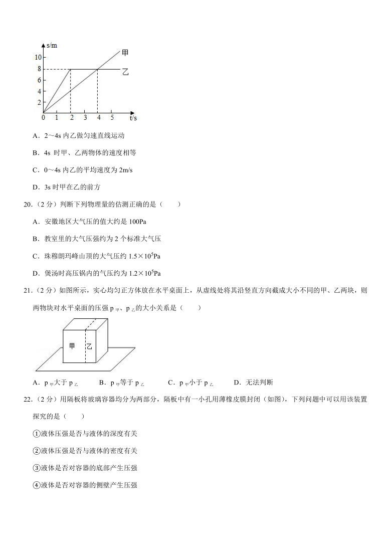 2019-2020学年安徽省六安市金寨县八年级（下）期末物理试卷（解析版）