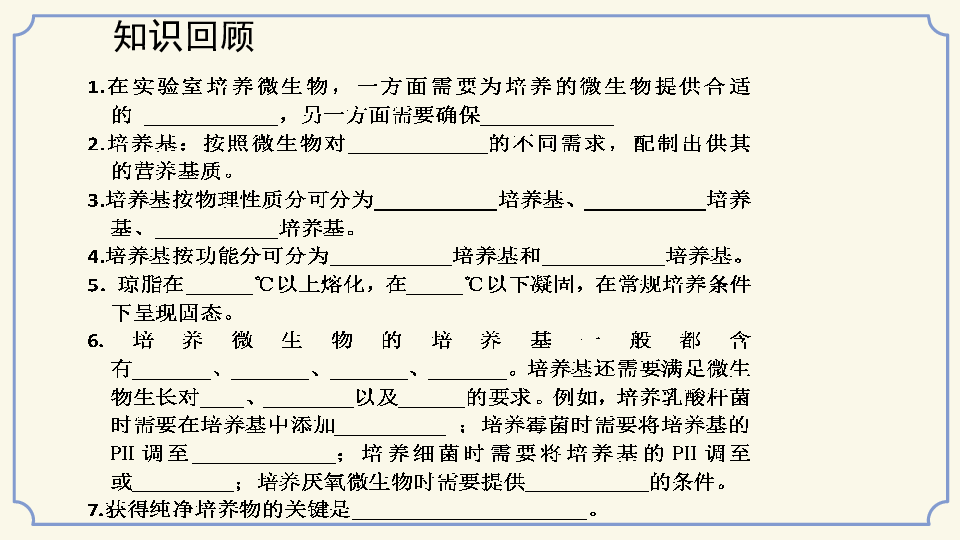 高二生物选修一 课题1  微生物的实验室培养（34张ppt人教版）