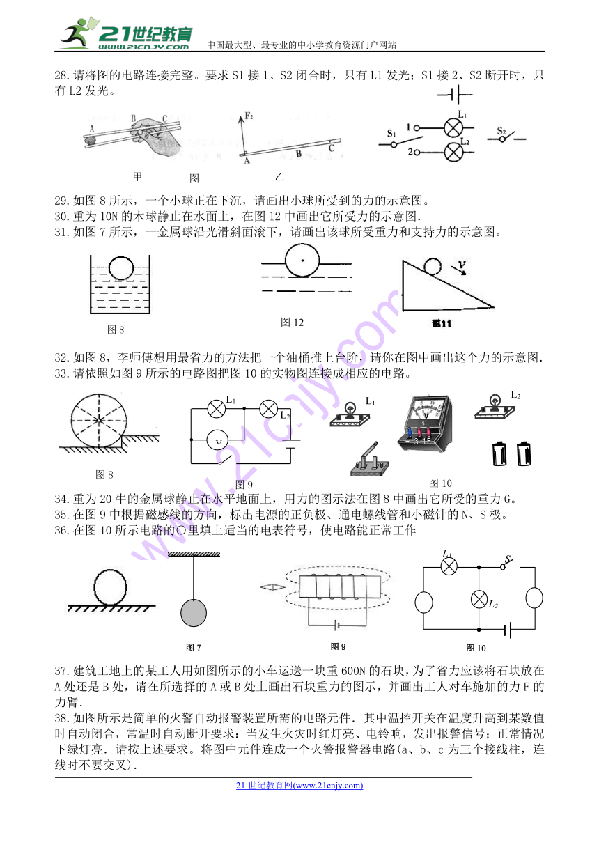 2018中考物理作图题训练(无答案）