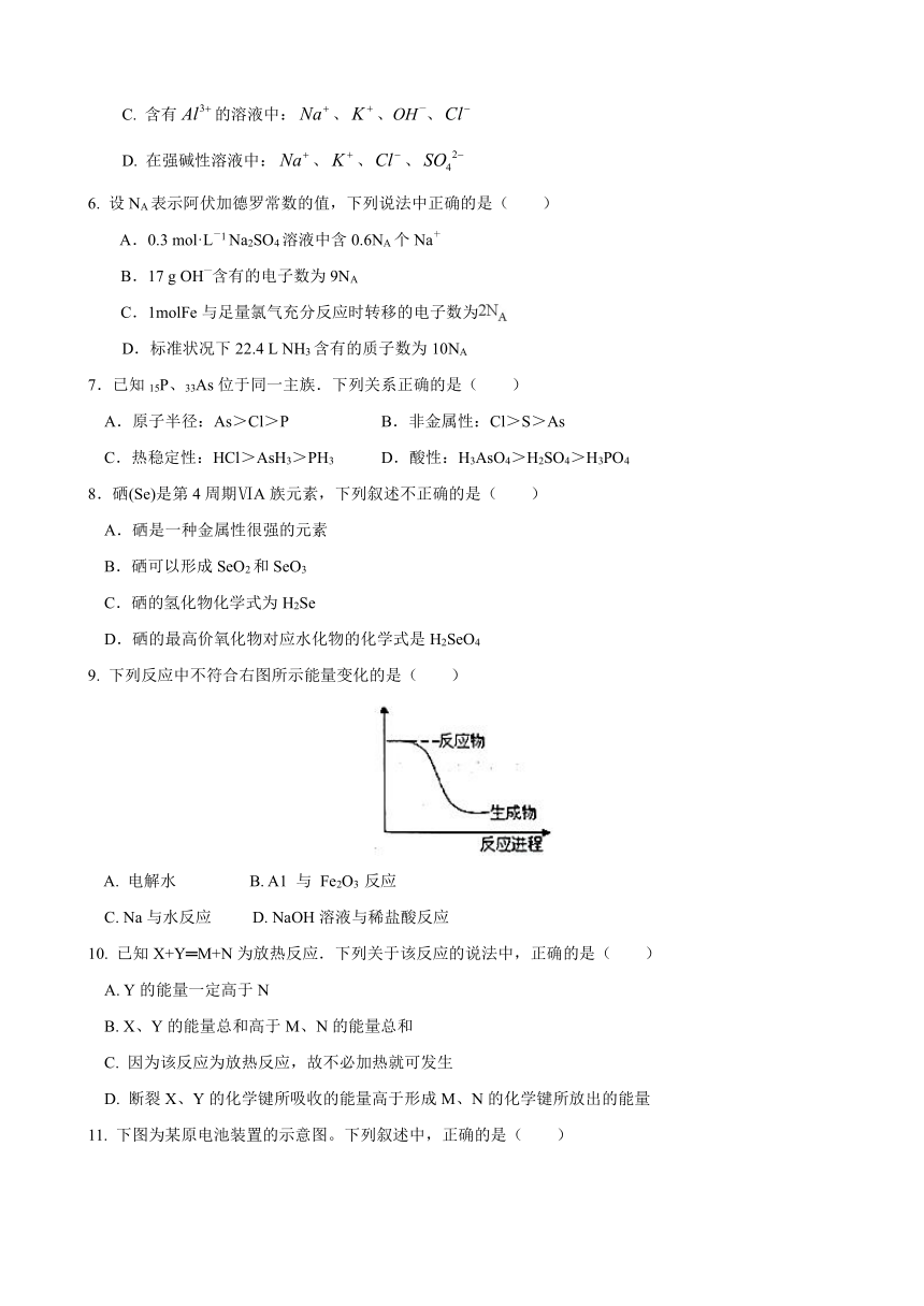 云南省玉溪市民族中学2017-2018学年高一下学期期中考试化学试卷