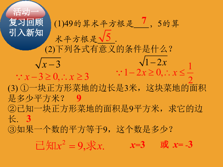 北京课改版八年级上册11.1 平方根 课件（17张PPT）