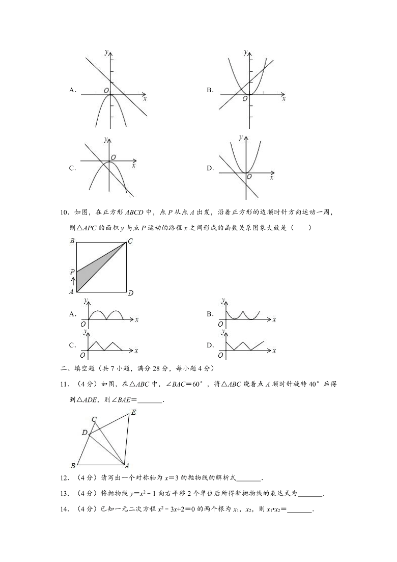 2020-2021学年广东省惠州市九年级上学期期中数学试卷 （Word版 含解析）