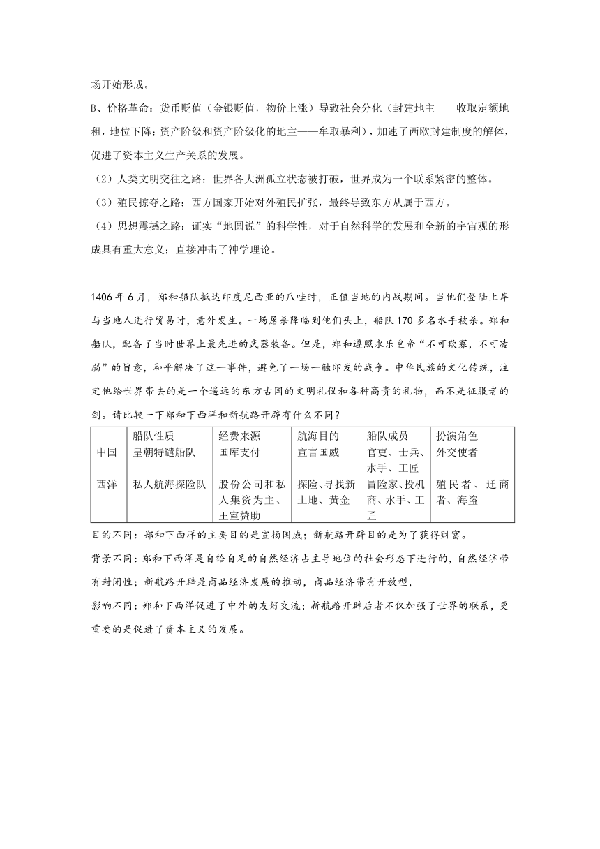 2011高一历史学案：14：开辟文明交往的航线（教学练案）（人民版必修2）