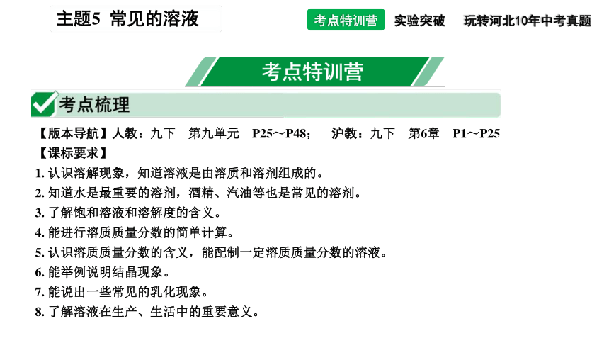 2021年中考化学第一轮专题复习：主题5 常见的溶液(共43张PPT)