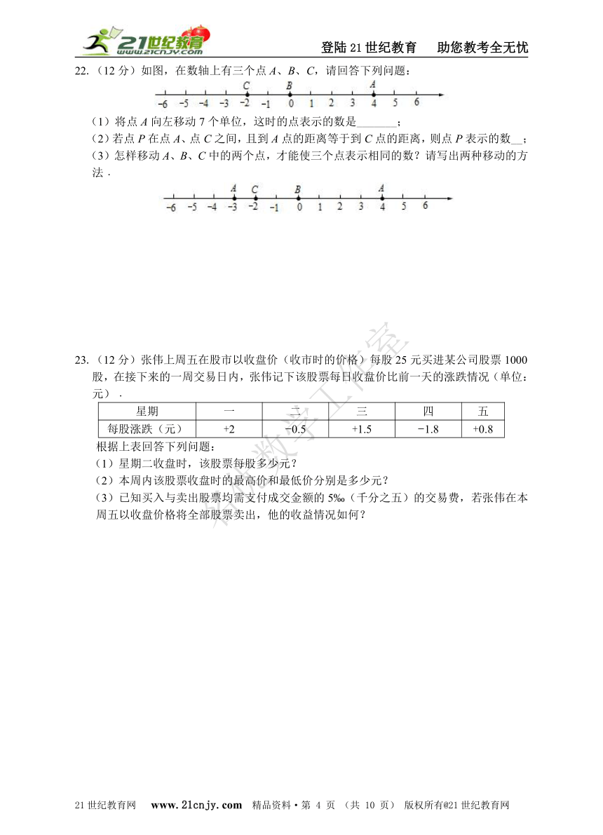 第1章有理数单元培优测试题（含解答）