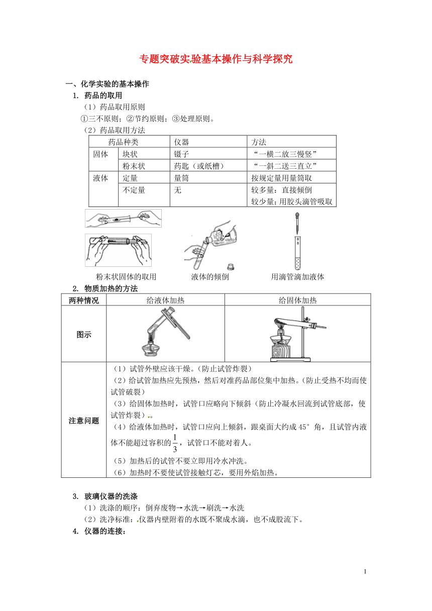 2019年中考化学习题讲与练：专题突破实验基本操作与科学探究(含解析)