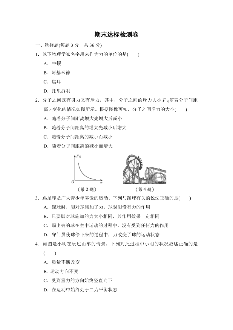 沪粤版八年级下册物理 期末达标检测卷（含答案）