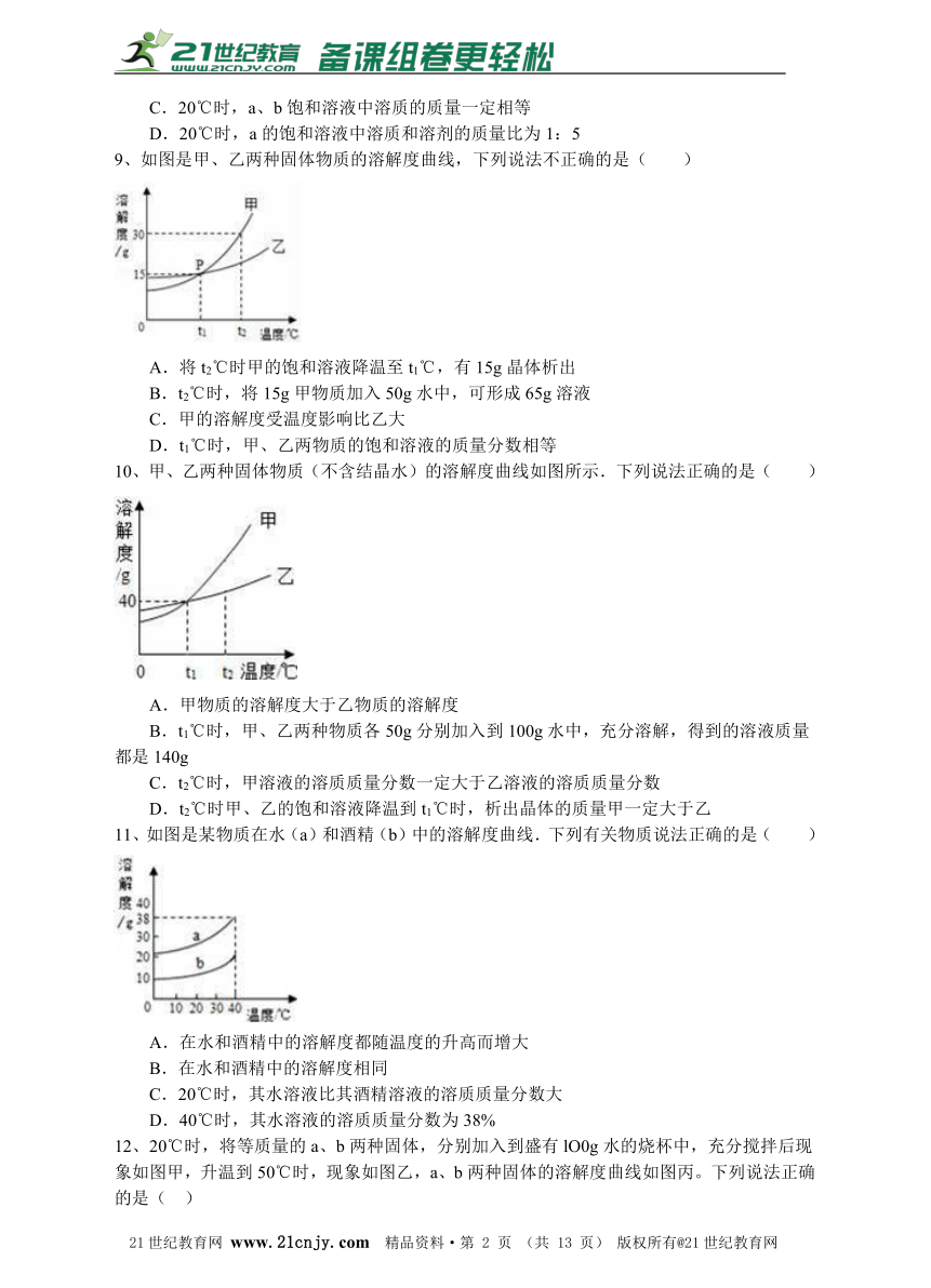 第九单元 溶液单元综合检测题二（带解析）